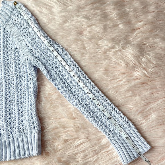 J.CREW Wide-Neck Beach Sweater Cotton Blend Pointelle in Light Blue - Size XS - Picture 8 of 8